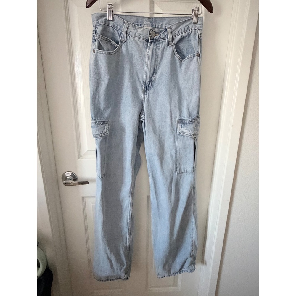 Industry Republic Clothing Womens Light Wash High Rise Cargo Jeans Size 8